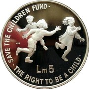 Malta 5 Liri Save the Childrens Fund 1991 Proof KM# 92 THE RIGHT TO BE A CHILD LM 5 SAVE THE CHILDREN FUND coin reverse Malta 5 Liri Save the Childrens Fund 1991 Proof KM# 92 THE RIGHT TO BE A CHILD LM 5 SAVE THE CHILDREN FUND coin reverse