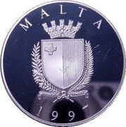 Malta 5 Liri Unicef 1997 Proof KM# 115 MALTA REPUBLIKKA TA' MALTA 1997 coin obverse Malta 5 Liri Unicef 1997 Proof KM# 115 MALTA REPUBLIKKA TA' MALTA 1997 coin obverse