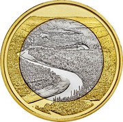 Finland 5€ National Park Oulanka River 2018 - coin reverse