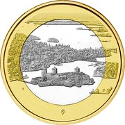 Finland 5€ Olavinlinna Castle and lake Pihlajavesi 2018 - coin reverse