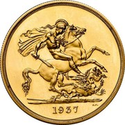 UK 5 Pounds Edward VIII (Pattern) 1937 Proof 1937 B.P. coin reverse