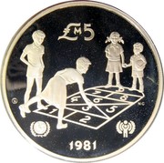 Malta 5 Pounds International Youth Conference - UNICEF 1981 Proof KM# 53 £M 5 (CHI) NG 1981 coin reverse Malta 5 Pounds International Youth Conference - UNICEF 1981 Proof KM# 53 £M 5 (CHI) NG 1981 coin reverse