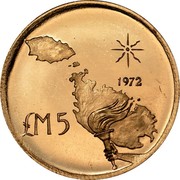 Malta 5 Pounds Torch 1972 KM# 15 1972 £M5 coin reverse Malta 5 Pounds Torch 1972 KM# 15 1972 £M5 coin reverse