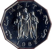 Malta 50 Cents 10th Anniversary of Decimalization 1982 (U) KM# 62 MALTA 1982 coin obverse Malta 50 Cents 10th Anniversary of Decimalization 1982 (U) KM# 62 MALTA 1982 coin obverse