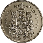 Canada 50 Cents Elizabeth II 3rd portrait 1990 Proof KM# 185 1994 CANADA 50 CENTS coin reverse Canada 50 Cents Elizabeth II 3rd portrait 1990 Proof KM# 185 1994 CANADA 50 CENTS coin reverse