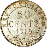 Canada 50 Cents George V 1918 C KM# 12 NEWFOUNDLAND 50 CENTS 1919 coin reverse Canada 50 Cents George V 1918 C KM# 12 NEWFOUNDLAND 50 CENTS 1919 coin reverse