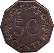 Malta 50 Cents Great Siege Monument in the Capital Valletta 1972 KM# 12 50 CENTS coin reverse Malta 50 Cents Great Siege Monument in the Capital Valletta 1972 KM# 12 50 CENTS coin reverse