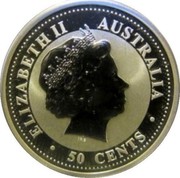 Australia 50 Cents Year of the Monkey - Colored 2004 KM# 673a ELIZABETH II AUSTRALIA 50 CENTS IRB coin obverse