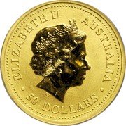Australia 50 Dollars Kangaroos. Tribute to Liberty Bell 2002 KM# 692a ELIZABETH II AUSTRALIA 50 DOLLARS coin obverse