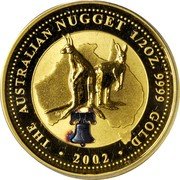 Australia 50 Dollars Kangaroos. Tribute to Liberty Bell 2002 KM# 692a AUSTRALIAN NUGGET 1/2OZ. 9999 GOLD 2002 coin reverse