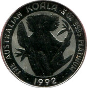 Australia 50 Dollars (Koala) KM# 173.1 THE AUSTRALIAN KOALA 1/2 OZ 9995 PLATINUM 1992 P JB coin reverse Australia 50 Dollars (Koala) KM# 173.1 THE AUSTRALIAN KOALA 1/2 OZ 9995 PLATINUM 1992 P JB coin reverse
