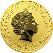 Australia 50 Dollars Year of the Rooster - Colorized 2005 KM# 1900.1 ELIZABETH II AUSTRALIA 50 DOLLARS IRB coin obverse