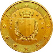 Malta 50 Euro Cent Maltese Coat of Arms 2008 KM# 130 MALTA 2008 REPUBBLIKA TA' MALTA coin obverse Malta 50 Euro Cent Maltese Coat of Arms 2008 KM# 130 MALTA 2008 REPUBBLIKA TA' MALTA coin obverse