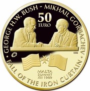 Malta 50 Euro The Bush-Gorbachev Malta Summit 2015 GEORGE H.W. BUSH - MIKHAIL GORBACHEV FALL OF THE IRON CURTAIN MALTA SUMMIT XII 1989 50 EURO NGB coin reverse Malta 50 Euro The Bush-Gorbachev Malta Summit 2015 GEORGE H.W. BUSH - MIKHAIL GORBACHEV FALL OF THE IRON CURTAIN MALTA SUMMIT XII 1989 50 EURO NGB coin reverse