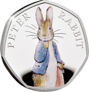 UK 50 Pence Peter Rabbit 2019 Proof PETER RABBIT TM coin reverse UK 50 Pence Peter Rabbit 2019 Proof PETER RABBIT TM coin reverse