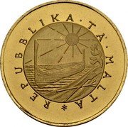 Malta 50 Pounds Door knocker 1976 KM# 44 REPUBBLIKA TA MALTA coin obverse