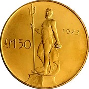 Malta 50 Pounds Seagod Neptune 1972 KM# 18 LM50 1972 coin reverse Malta 50 Pounds Seagod Neptune 1972 KM# 18 LM50 1972 coin reverse