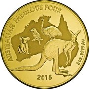 Australia 500 Dollars Australian Fabulous Four 2015 AUSTRALIAN FABULOUS FOUR 2015 5 OZ 9999 AU coin reverse Australia 500 Dollars Australian Fabulous Four 2015 AUSTRALIAN FABULOUS FOUR 2015 5 OZ 9999 AU coin reverse