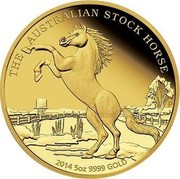 Australia 500 Dollars Australian Stoch Horse 2014 P AUSTRALIAN STOCK HORSE 2014 5 OZ 9999 GOLD P JM coin reverse Australia 500 Dollars Australian Stoch Horse 2014 P AUSTRALIAN STOCK HORSE 2014 5 OZ 9999 GOLD P JM coin reverse