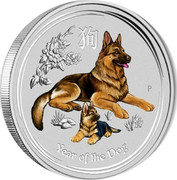 Australia 8 Dollars Year of the Dog. Coloured 2018 YEAR OF THE DOG P IJ coin reverse Australia 8 Dollars Year of the Dog. Coloured 2018 YEAR OF THE DOG P IJ coin reverse