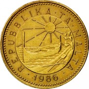Malta Cent 1986 Proof KM# 78 Reform Coinage REPUBBLIKA • TA' • MALTA • 1986 • coin obverse Malta Cent 1986 Proof KM# 78 Reform Coinage REPUBBLIKA • TA' • MALTA • 1986 • coin obverse