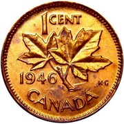 Canada Cent George VI 1946 KM# 32 1 CENT 1937 K∙G CANADA coin reverse Canada Cent George VI 1946 KM# 32 1 CENT 1937 K∙G CANADA coin reverse
