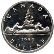 Canada Dollar Voyageur 1959 KM# 54 CANADA DATE DOLLAR coin reverse Canada Dollar Voyageur 1959 KM# 54 CANADA DATE DOLLAR coin reverse