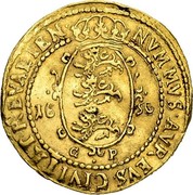 Estonia Ducat Christina 1650 GP KM# 7.2 NVMMVS ∙ AVREVS ∙ CIVITAT ∙ REVALIEN ∙ 16 - 50 G - P coin reverse Estonia Ducat Christina 1650 GP KM# 7.2 NVMMVS ∙ AVREVS ∙ CIVITAT ∙ REVALIEN ∙ 16 - 50 G - P coin reverse