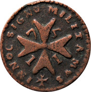 Malta Grano Emmanuel Pinto 1751 KM# 239 INNOC SIGNO MILITAMVS 1751 coin reverse Malta Grano Emmanuel Pinto 1751 KM# 239 INNOC SIGNO MILITAMVS 1751 coin reverse