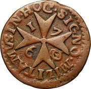 Malta Grano Ramon Perellos 1709 KM# 140 IN . HOC . SIGNO . MILITAMVS coin reverse
