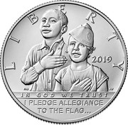 USA Half Dollar (American Legion 100th Anniversary) LIBERTY 2019 IN GOD WE TRUST I PLEDGE ALLEGIANCE TO THE FLAG… coin obverse USA Half Dollar (American Legion 100th Anniversary) LIBERTY 2019 IN GOD WE TRUST I PLEDGE ALLEGIANCE TO THE FLAG… coin obverse
