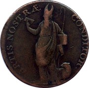 UK Halfpenny Lancashire - Liverpool-Bishop Blaize ND (1791-1793)  ARTIS NOSTRÆ CONDITOR coin reverse