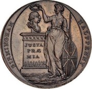 UK Halfpenny Warwickshire - Birmingham-Clarke's 1795  BIRMINGHAM HALFPENNY JUSTA PRÆ MIA coin obverse UK Halfpenny Warwickshire - Birmingham-Clarke's 1795  BIRMINGHAM HALFPENNY JUSTA PRÆ MIA coin obverse