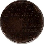 UK Halfpenny Yorkshire - Sheffield-Horatio Nelson) 1811  HALFPENNY 1811 PAYABLE AT NO. 18 NORFOLK ROW SHEFFIELD TOKEN coin reverse UK Halfpenny Yorkshire - Sheffield-Horatio Nelson) 1811  HALFPENNY 1811 PAYABLE AT NO. 18 NORFOLK ROW SHEFFIELD TOKEN coin reverse