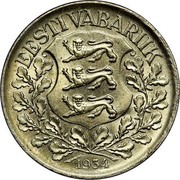 Estonia Kroon 1934 KM# 16 Reform Coinage EESTI VABARIIK 1934 coin obverse Estonia Kroon 1934 KM# 16 Reform Coinage EESTI VABARIIK 1934 coin obverse