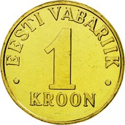 Estonia Kroon 2001 KM# 35 Standard Coinage • EESTI VABARIIK • 1 KROON coin reverse Estonia Kroon 2001 KM# 35 Standard Coinage • EESTI VABARIIK • 1 KROON coin reverse