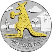 Australia One Dollar Kangaroo holding football (Partially Gilded) 2008 ONE DOLLAR ONE OUNCE FINE SILVER REG M.Z coin reverse Australia One Dollar Kangaroo holding football (Partially Gilded) 2008 ONE DOLLAR ONE OUNCE FINE SILVER REG M.Z coin reverse