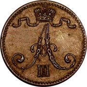 Finland Penni Aleksandr III 1888 KM# 10 A III coin obverse Finland Penni Aleksandr III 1888 KM# 10 A III coin obverse