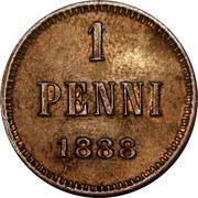 Finland Penni Aleksandr III 1888 KM# 10 1 PENNI DATE coin reverse Finland Penni Aleksandr III 1888 KM# 10 1 PENNI DATE coin reverse
