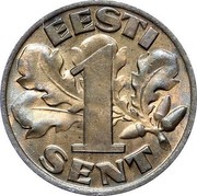 Estonia Sent 1929 KM# 10 Reform Coinage EESTI 1 SENT coin reverse Estonia Sent 1929 KM# 10 Reform Coinage EESTI 1 SENT coin reverse