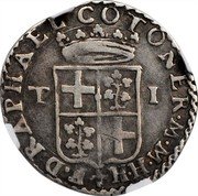 Malta Tari Rafael Cotoner (1660-1663) KM# 91 F D RAPHAEL COTONER M M H H T I coin obverse Malta Tari Rafael Cotoner (1660-1663) KM# 91 F D RAPHAEL COTONER M M H H T I coin obverse