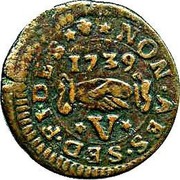 Malta V Grani Ramon Despuig 1739 KM# 206 NON∙AES∙SED∙FIDES 1739 *V* coin reverse Malta V Grani Ramon Despuig 1739 KM# 206 NON∙AES∙SED∙FIDES 1739 *V* coin reverse