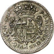 Malta VI Tari Malta 6 tari 1739 KM# 208 F D RAIMV DES PVIG M M H S H coin obverse Malta VI Tari Malta 6 tari 1739 KM# 208 F D RAIMV DES PVIG M M H S H coin obverse