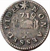 Malta X Grani Ramon Perellos y Roccaful 1719 KM# 152 NON AES SED FIDES ∙1∙7∙1∙9 X coin reverse