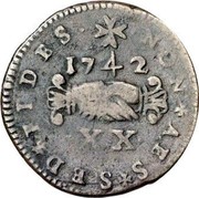 Malta XX Grani Emmanuel Pinto 1742 KM# 232 NON+AES+SED+FIDES∙ 1742 ∙XX∙ coin reverse Malta XX Grani Emmanuel Pinto 1742 KM# 232 NON+AES+SED+FIDES∙ 1742 ∙XX∙ coin reverse