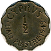 Cyprus 1/2 Piastre George VI 1949 KM# 29 ∙CYPRVS∙ 1/2 HALF PIASTRE∙1949 coin reverse