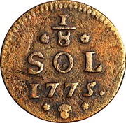 Luxembourg 1/8 Sol Maria Theresa 1775 (b) KM# 5 1/8 SOL 1775 coin reverse Luxembourg 1/8 Sol Maria Theresa 1775 (b) KM# 5 1/8 SOL 1775 coin reverse