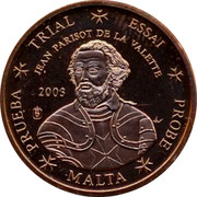 Malta 1 C Jean Parisot de la Valette 2003 UNC TRIAL ESSAI JEAN PARISOT DE LA VALETTE 2003 PRUEBA MALTA PROBE coin obverse Malta 1 C Jean Parisot de la Valette 2003 UNC TRIAL ESSAI JEAN PARISOT DE LA VALETTE 2003 PRUEBA MALTA PROBE coin obverse