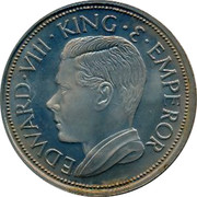 New Zealand 1 crown Edward VIII 1936 Proof X# 3a EDWARD VIII KING E EMPEROR coin obverse New Zealand 1 crown Edward VIII 1936 Proof X# 3a EDWARD VIII KING E EMPEROR coin obverse
