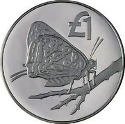Cyprus £1 Cyprus Butterfly 2002 Proof KM# 96a £1 coin reverse